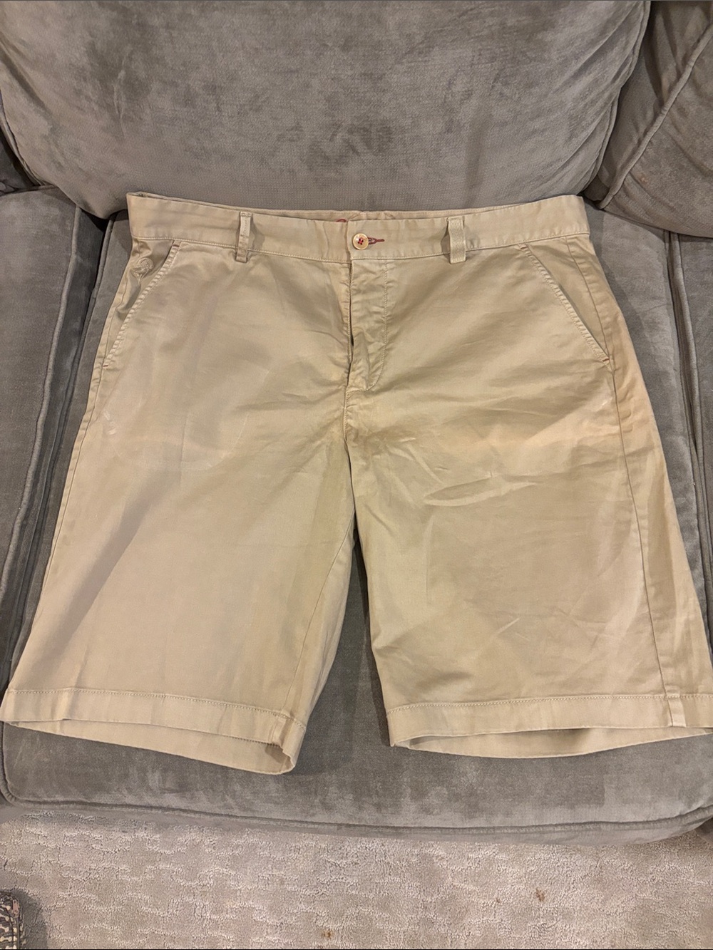 Men's Robert Graham Tan Flat-Front Chino Shorts Waist 38